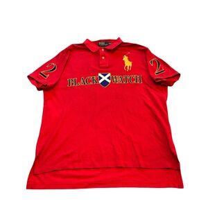 Polo Ralph Lauren Black Watch Red Polo Shirt Big Pony Custom Fit Mens XL
